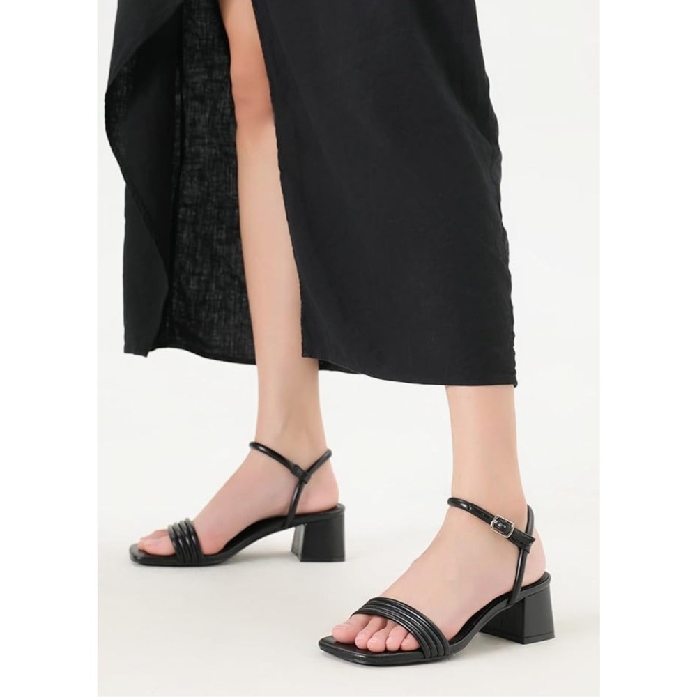 GraceStride Strappy Heeled Sandals Womens 8.5 Black Square Toe Block Heel NWT - Picture 10 of 10